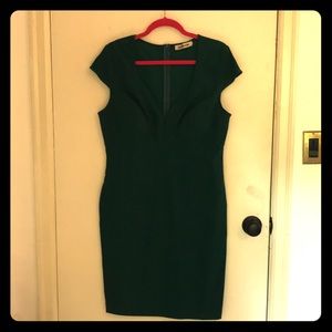 Deep green ModCloth vamp, wiggle dress